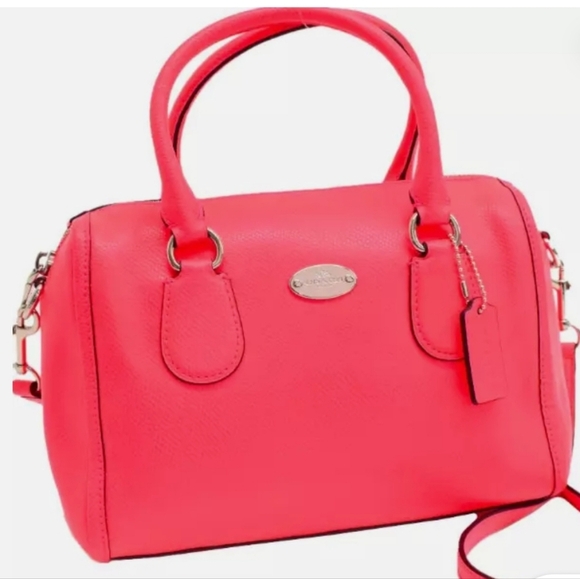 2003 F34697 Coach Bennett Satchel 2 WAY Handbag Shoulder Bag Leather Neon Pink - Picture 1 of 12